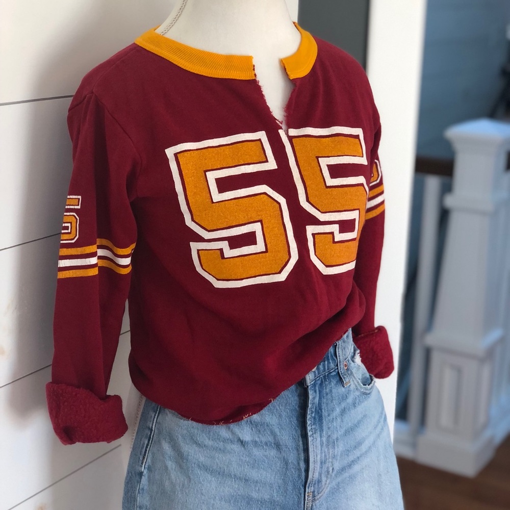 Vintage football cropped sweatshirt crimson and gold XS - Picture 5 of 14